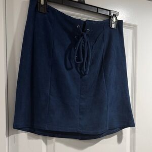 Charlotte Russe Dark Blue Lace-Up Mini Skirt